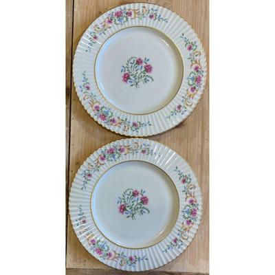 6 Lenox Cinderella V-308 Dinner Plates Made USA Flower Floral Vintage 1947-1966