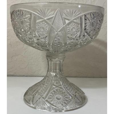 Vintage Crystal Pedestal Compote Bowl Dish Candy Fruit Nuts Centerpiece