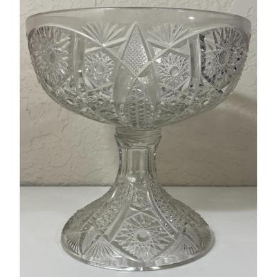 Vintage Crystal Pedestal Compote Bowl Dish Candy Fruit Nuts Centerpiece