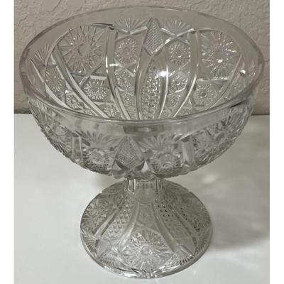 Vintage Crystal Pedestal Compote Bowl Dish Candy Fruit Nuts Centerpiece