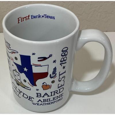 First Bank Texas Mug Cowboy Hat Cowgirl Boots Spurs Airplane Abilene Thailand