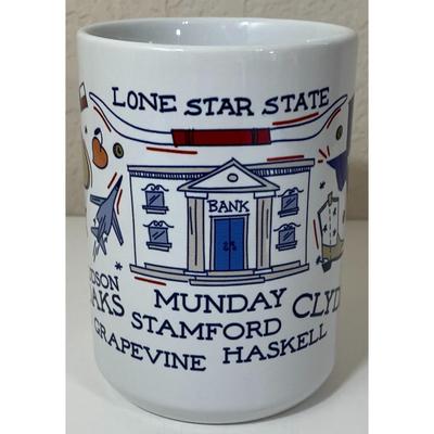 First Bank Texas Mug Cowboy Hat Cowgirl Boots Spurs Airplane Abilene Thailand