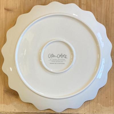 2 Coton Colors Laura Johnson White & Gold Scalloped Dinner Plates