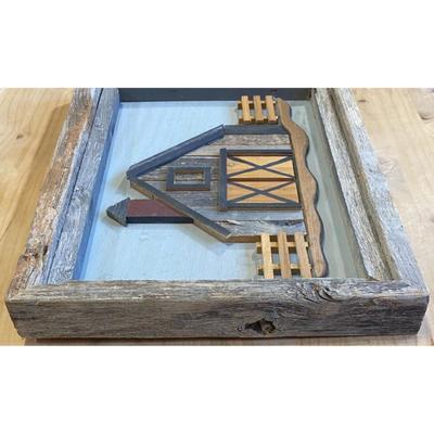 Mass Bros. Framed Wood Art Barn Farm Fence Rural Rustic Agriculture Livestock