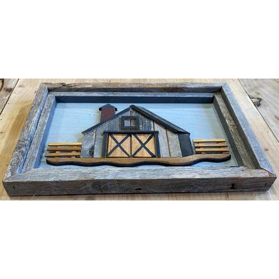 Mass Bros. Framed Wood Art Barn Farm Fence Rural Rustic Agriculture Livestock
