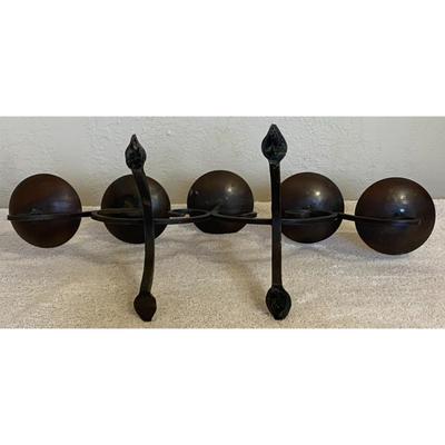 Vintage 5 Stem Decorative Black Wrought Iron Candelabra