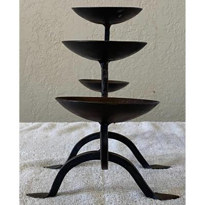 Vintage 5 Stem Decorative Black Wrought Iron Candelabra