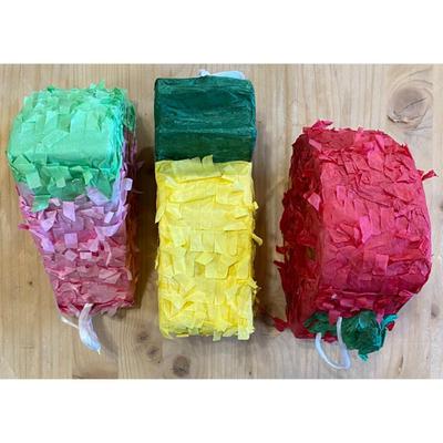3 Fruit Pinatas Watermelon Strawberry Pineapple Unused Yellow Red Green Pink