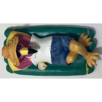 Hand Painted Ceramic Pink Flamingo On Pool Float Summer Party Tropical Decor