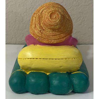 Hand Painted Ceramic Pink Flamingo On Pool Float Summer Party Tropical Decor