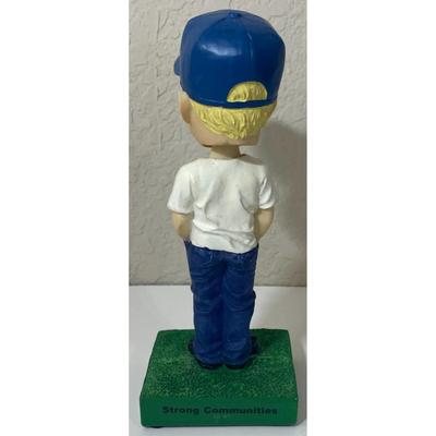 Vintage I Am A YMCA Kid Boy Bobblehead Baseball Strong Communities Blue Green