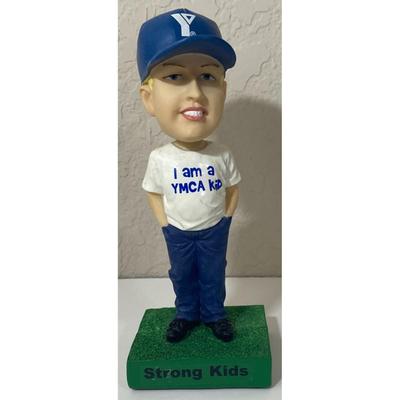 Vintage I Am A YMCA Kid Boy Bobblehead Baseball Strong Communities Blue Green