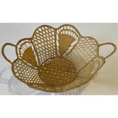 Intricate Open Weave Woven Basket With Two Handles Delicate Boho Cottagecore