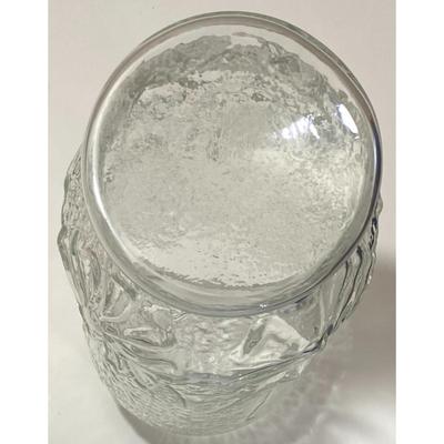 Vintage Anchor Hocking Rainflower Clear Glass Jar With Lid Canister Embossed
