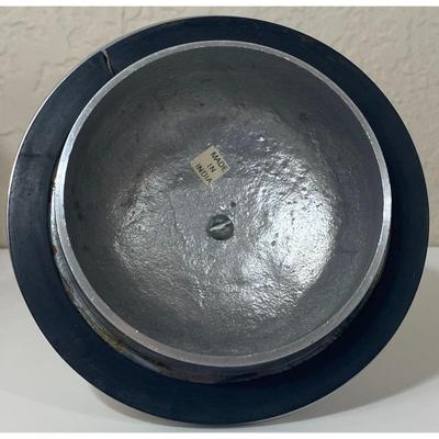 Vintage Fleur de Lis Clear Glass Canister With Pewter Lid Made In India