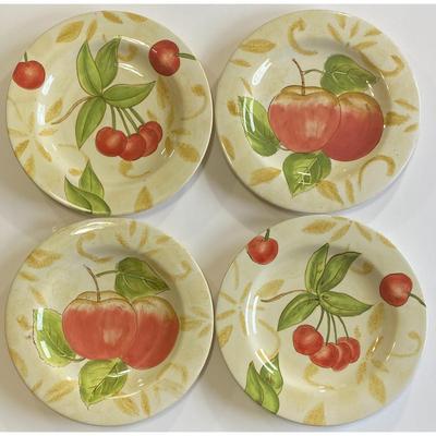 4 Gates Ware Salad Plates Apples Cherries Fruit Designed In California