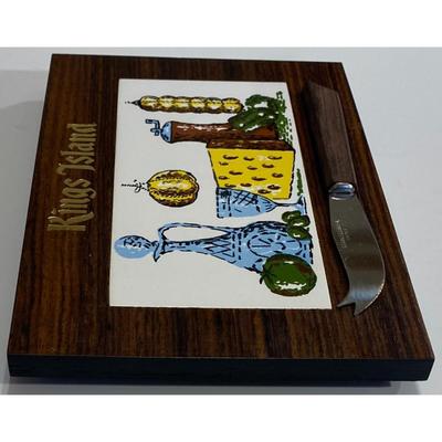 Vintage Kings Island Cheese Board With Stainless Steel Knife Souvenir Japan