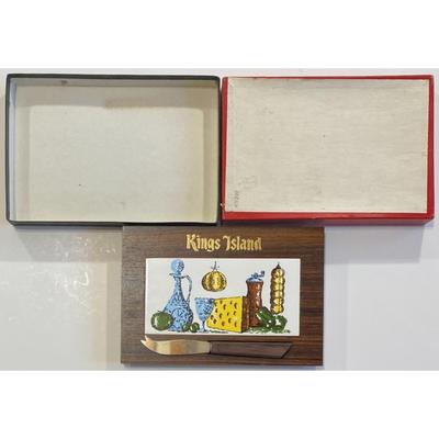 Vintage Kings Island Cheese Board With Stainless Steel Knife Souvenir Japan