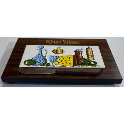 Vintage Kings Island Cheese Board With Stainless Steel Knife Souvenir Japan
