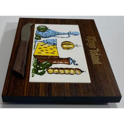 Vintage Kings Island Cheese Board With Stainless Steel Knife Souvenir Japan