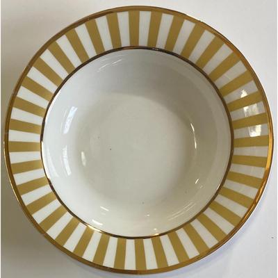 5 American Atelier Gala 5299 Porcelain Gold & White Stripe Bowls