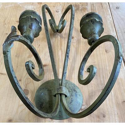 Vintage Wrought Iron Wall Sconce Candleholder - MISSING ONE LEAF