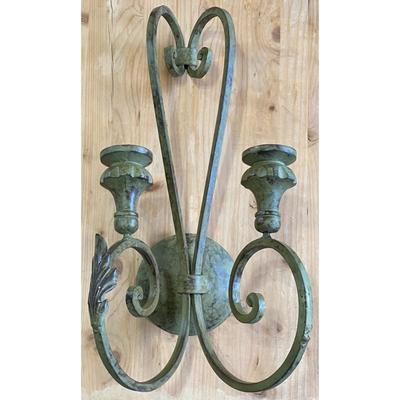 Vintage Wrought Iron Wall Sconce Candleholder - MISSING ONE LEAF