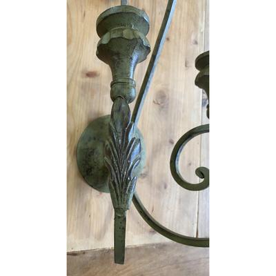 Vintage Wrought Iron Wall Sconce Candleholder - MISSING ONE LEAF