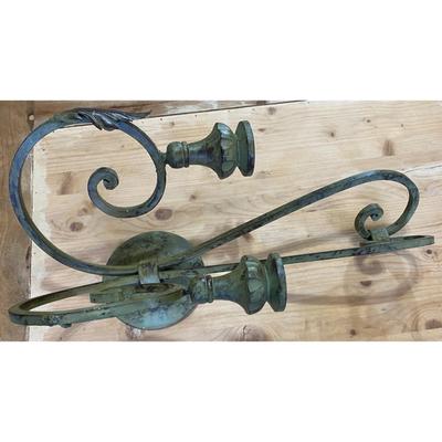 Vintage Wrought Iron Wall Sconce Candleholder - MISSING ONE LEAF