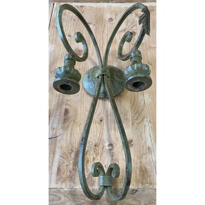 Vintage Wrought Iron Wall Sconce Candleholder - MISSING ONE LEAF