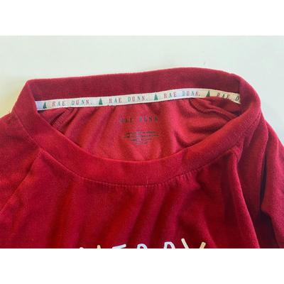 Rae Dunn Merry & Bright Red White Large Size L Polyester Spandex Top RN# 125288
