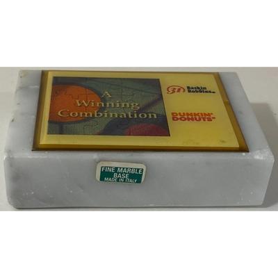 Vintage Baskin Robbins Dunkin Donuts Winning Combination Paperweight Marble Base