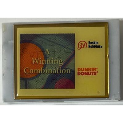 Vintage Baskin Robbins Dunkin Donuts Winning Combination Paperweight Marble Base