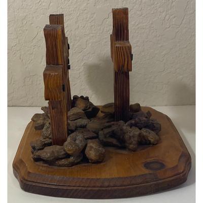 Vintage Wooden 3 Crosses Religious Christian Golgotha Calvary Jesus Crucifixion