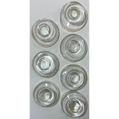 Vintage MCM Glass Green Gold Swirl Footed Pedestal Sherbet Dessert Bowl Set of 7