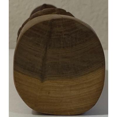 Vintage African Brown Wood Carved Woman Female Statue Metal Necklace