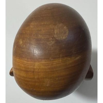 Vintage African Brown Wood Carved Woman Female Statue Metal Necklace