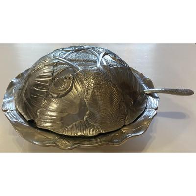 Vintage Arthur Court Aluminum Elephant Soup Tureen With Ladle