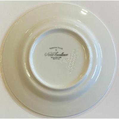 4 Noble Excellence Venetian Scroll Ceramic Dinner Plates Made In Italy - A