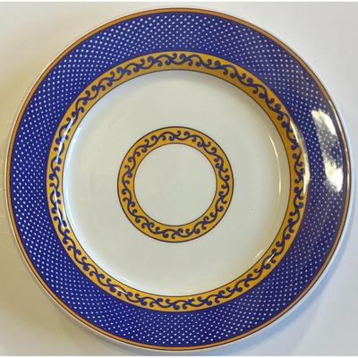 4 Noble Excellence Venetian Scroll Ceramic Dinner Plates Made In Italy - A