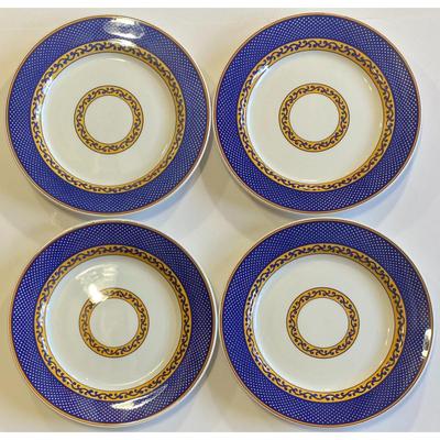 4 Noble Excellence Venetian Scroll Ceramic Dinner Plates Made In Italy - C