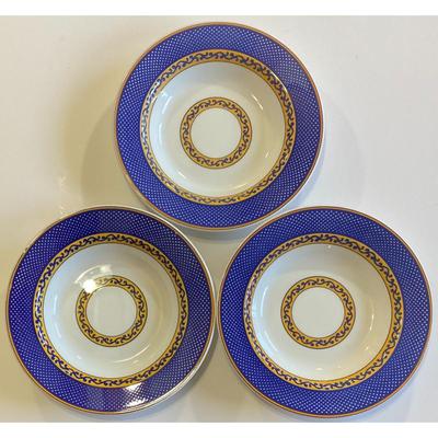 3 Noble Excellence Venetian Scroll Ceramic Soup Bowls Made In Italy