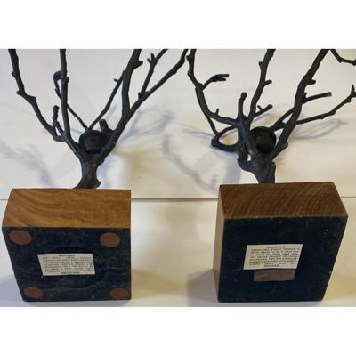 Roost San Francisco Wrought Iron w/ Wood Base Candleholders Made In India