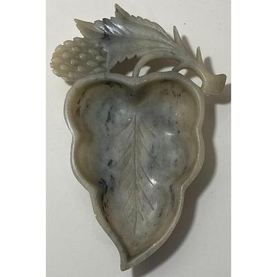 Vintage Gray Stone Trinket Dish Pine Cone Acorn Stem Leaf