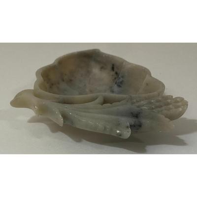 Vintage Gray Stone Trinket Dish Pine Cone Acorn Stem Leaf