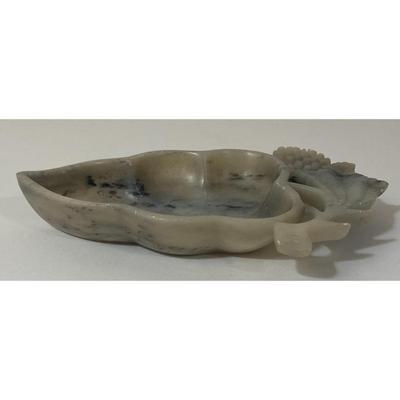 Vintage Gray Stone Trinket Dish Pine Cone Acorn Stem Leaf