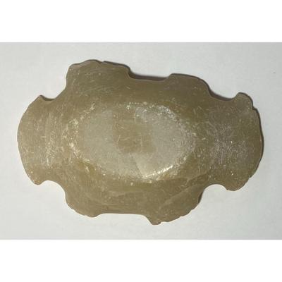 Vintage Yellow White Scalloped Stone Paper Weight / Trinket Dish