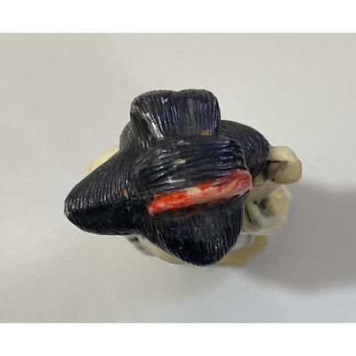 Vintage 11" Plastic Japanese Woman Lady Statue Instrument Music Black White