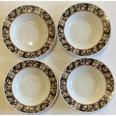 4 Savoy 8802 Bowls Microwave Safe Dishwasher Safe Flower Floral Black Red