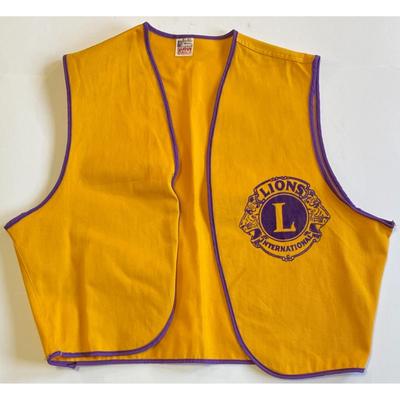 Lions Club Champion Size M Cloth Vest Gold Purple Neighborhood Volunteers